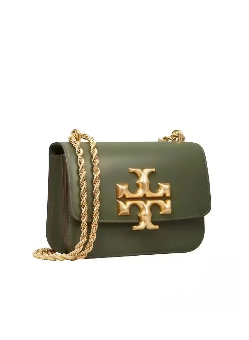 Burch Tory Burch Small Eleanor Leather Shoulder Bag, Women's Cross Body Bag, Women's Tote Bag, Women's Hand Bag, Women's Shoulder Bag, Women's Travel Bag, Green-19cm - Image 2