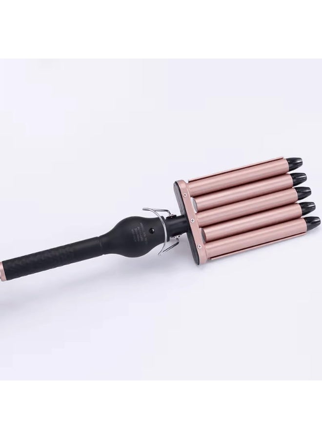 ENZO Professional إنزو EN-1970 مكواة شعر بخمسة أسطوانات - جهاز تجعيد شعر احترافي مع طلاء سيراميكي، تسخين سريع، درجة حرارة قابلة للتعديل، ونقطة باردة - مثالي لتموجات الشاطئ وتجعيدات كثيفة - النسخة الدولية - Image 4