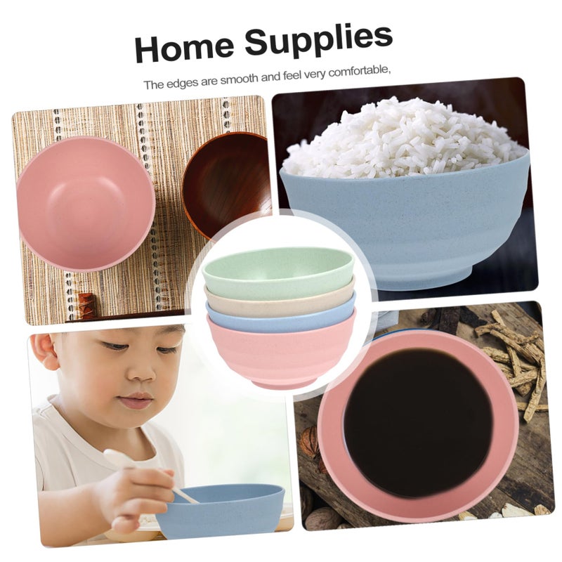 4Pcs Straw Bowls for Noodles Soup and Salad Easy to Clean Dinnerware Home Use - Image 5