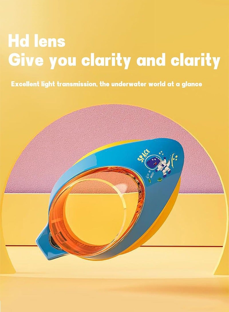 YUKE Cartoon Cute Swimming Goggles Set for Kids with Swimming Cap Leak-proof UV Protection Waterproof Anti-fog Professional Swim Goggles Clear Vision Underwater (Purple) - Image 4