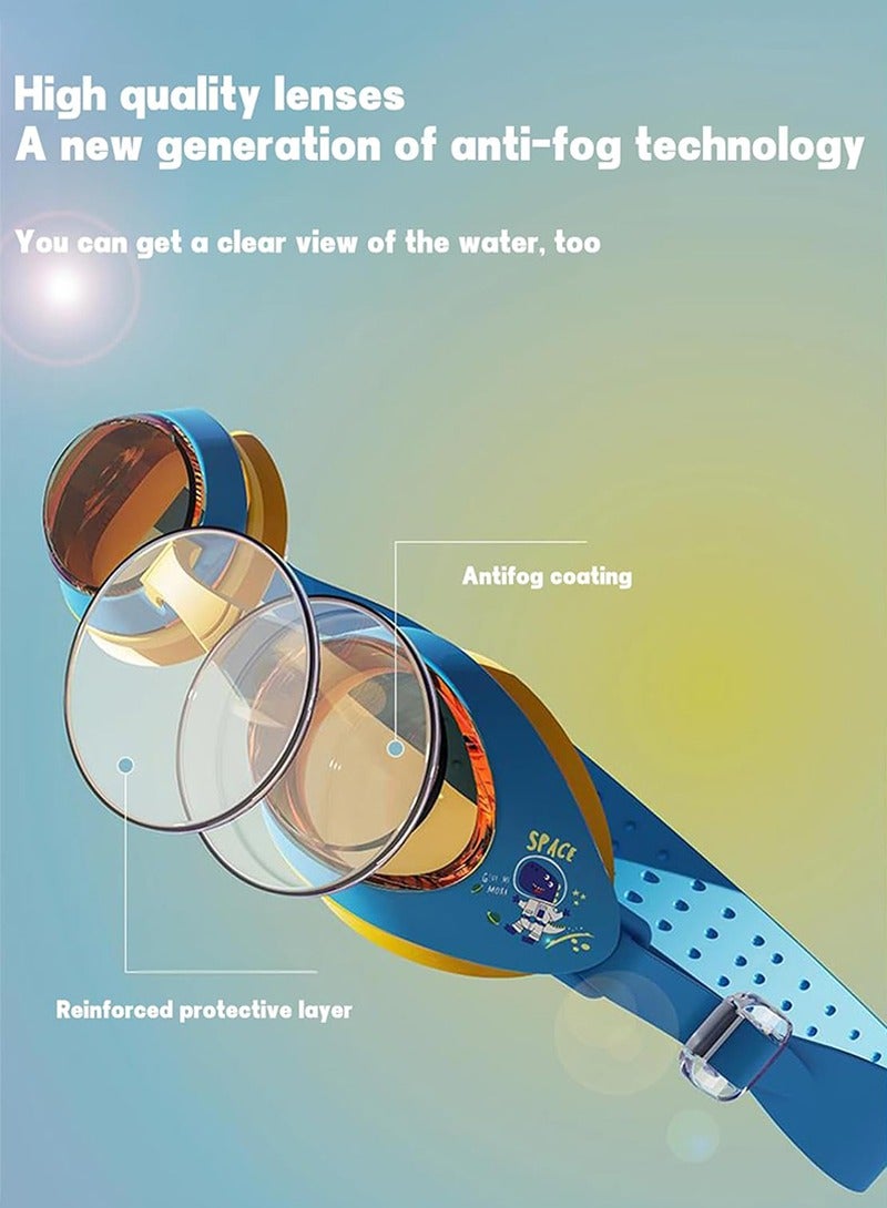 YUKE Cartoon Cute Swimming Goggles Set for Kids with Swimming Cap Leak-proof UV Protection Waterproof Anti-fog Professional Swim Goggles Clear Vision Underwater (Purple) - Image 5