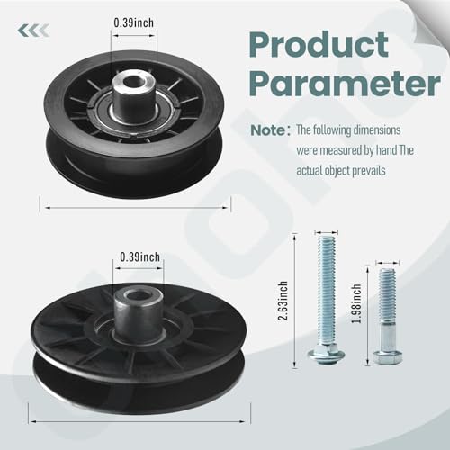Ohoho 532194326 V-Groove Idler Pulley and 532194327 Flat Idler Pulley Kit with Hardware Compatible with Husqvarna Riding Lawn Mowers YTH22V46 YTH20K46 LGT2654 YTH2348 - Image 2