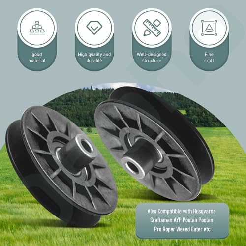 Ohoho 532194326 V-Groove Idler Pulley and 532194327 Flat Idler Pulley Kit with Hardware Compatible with Husqvarna Riding Lawn Mowers YTH22V46 YTH20K46 LGT2654 YTH2348 - Image 5