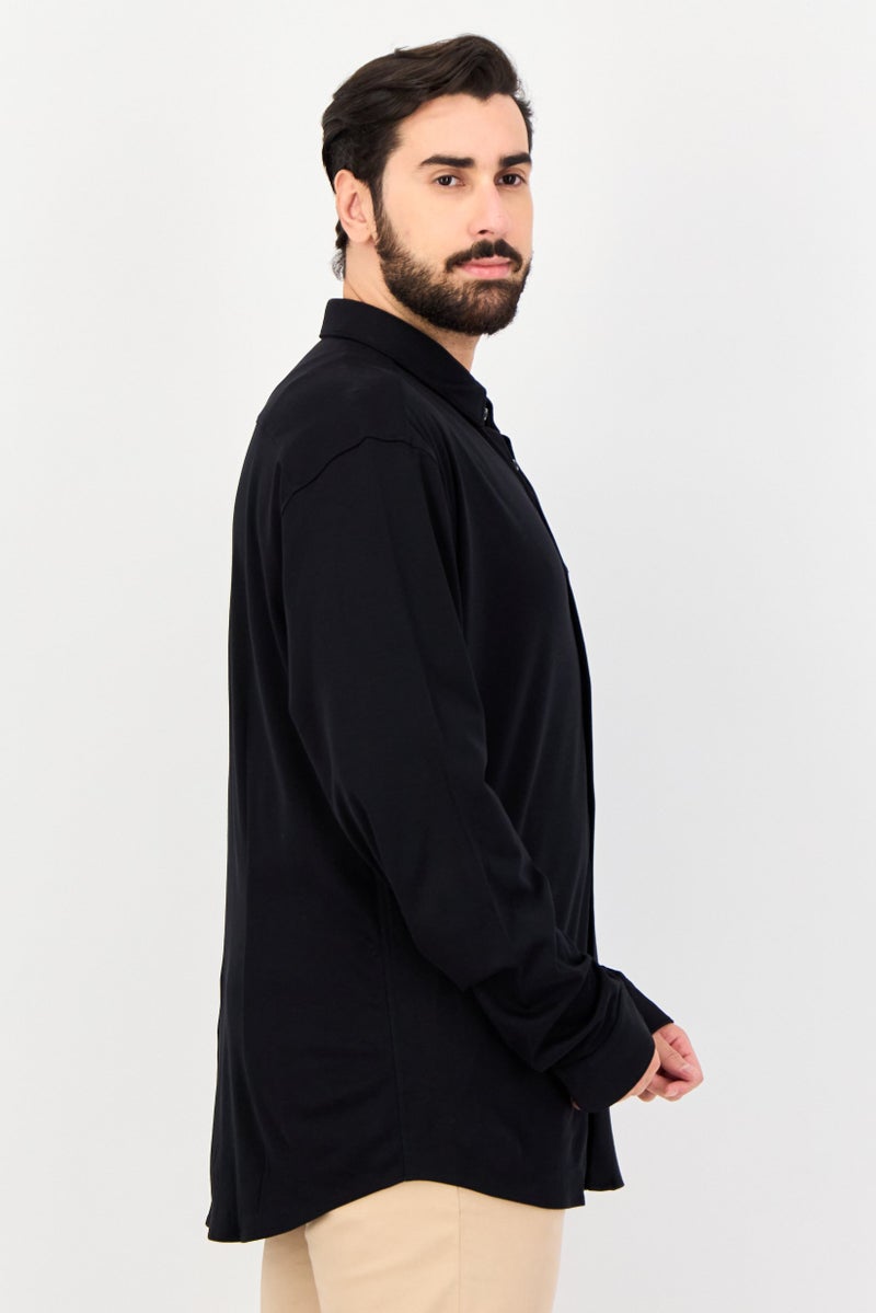 Selected Homme Men Slim Fit Solid Long Sleeves Casual Shirt, Black - Image 2