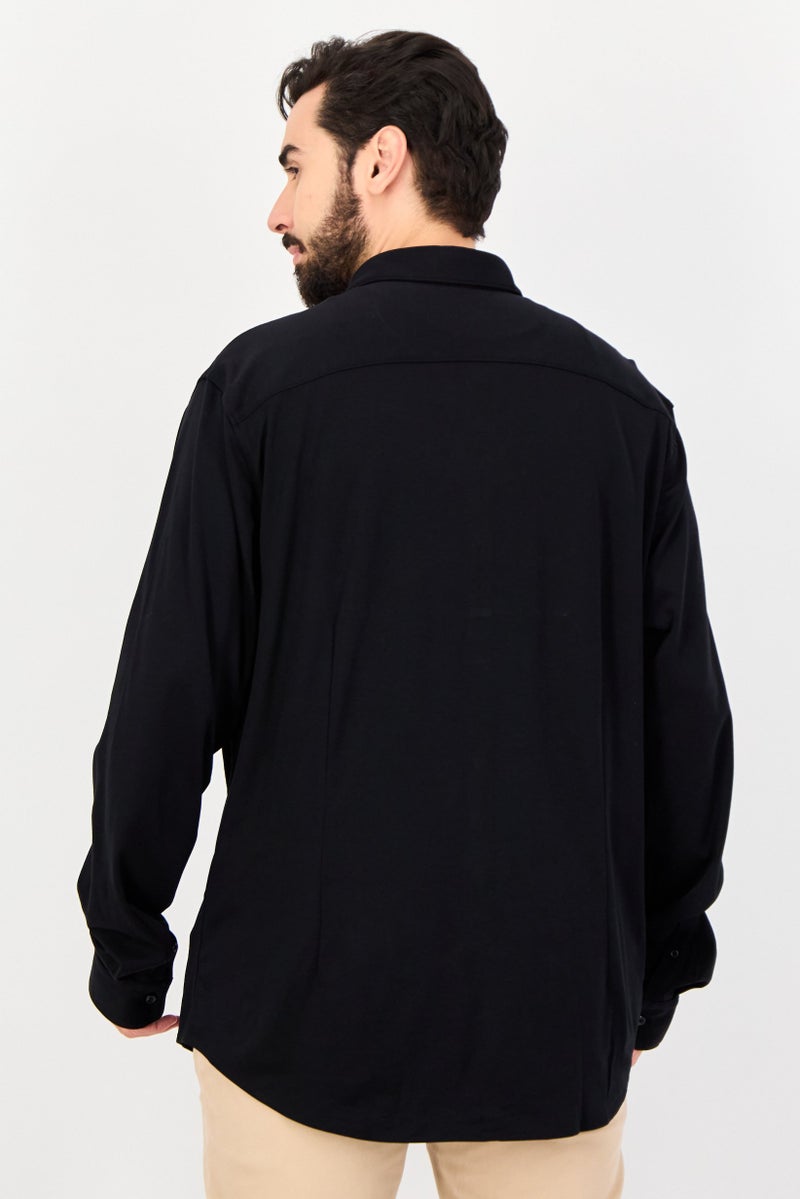 Selected Homme Men Slim Fit Solid Long Sleeves Casual Shirt, Black - Image 3