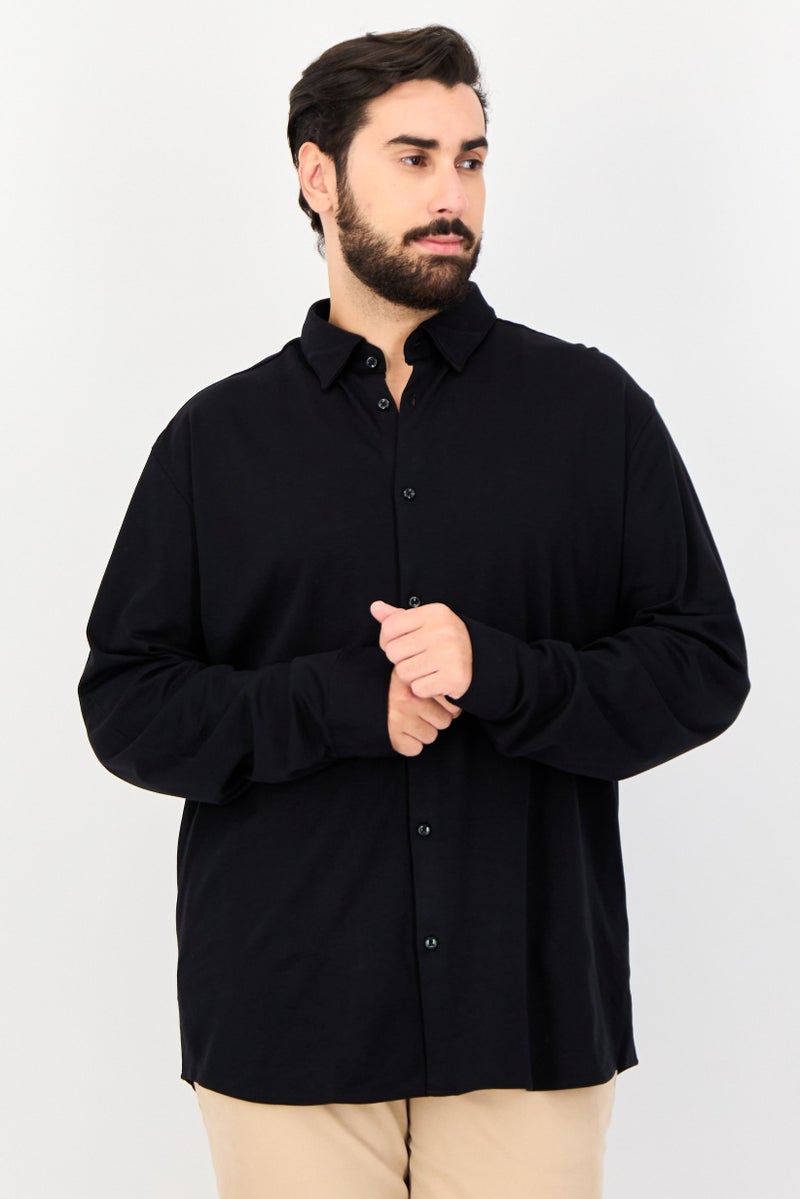 Selected Homme Men Slim Fit Solid Long Sleeves Casual Shirt, Black - Image 1