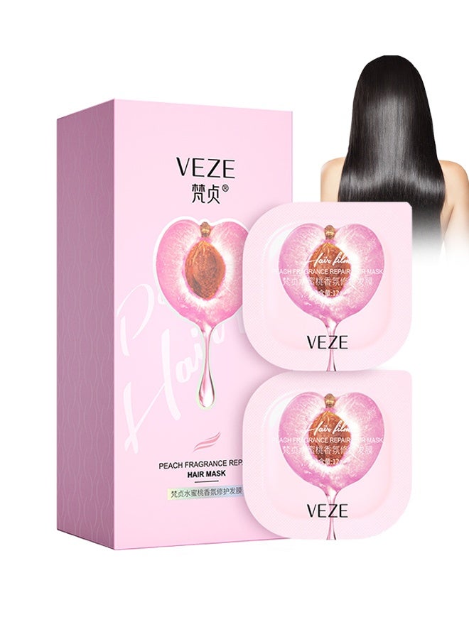 فيزي قناع شعر حريري برائحة الخوخ، علاج تغذية عميق للشعر الجاف والتالف، عبوات قناع شعر بحجم السفر للترطيب والإصلاح، لجميع أنواع الشعر - 6 عبوات (0.42 أوقية لكل منها) - Image 1