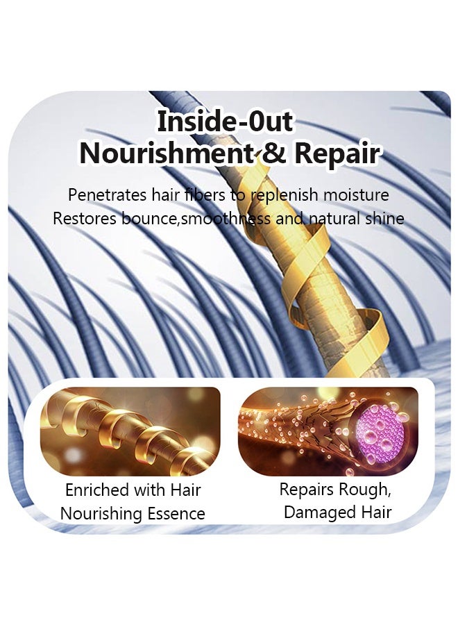 فيزي قناع شعر حريري برائحة الخوخ، علاج تغذية عميق للشعر الجاف والتالف، عبوات قناع شعر بحجم السفر للترطيب والإصلاح، لجميع أنواع الشعر - 6 عبوات (0.42 أوقية لكل منها) - Image 4