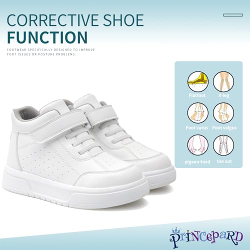 princepard Kids Orthopedic Shoes with Ankle and Arch Support,Fashion Thick Sole Corrective Sneakers White 3 Big Kid - Image 2