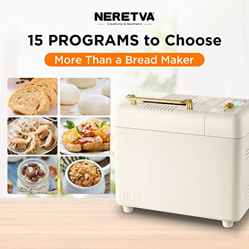 Neretva آلة خبز نيريتفا، 2.2 رطل، صانع خبز 15 في 1، آلة خبز بسخان مزدوج مع موزع مكسرات تلقائي ووعاء سيراميك غير لاصق، آلة صنع خبز خالية من الجلوتين، صانع عجين، خبز حامض، زبادي - Image 2