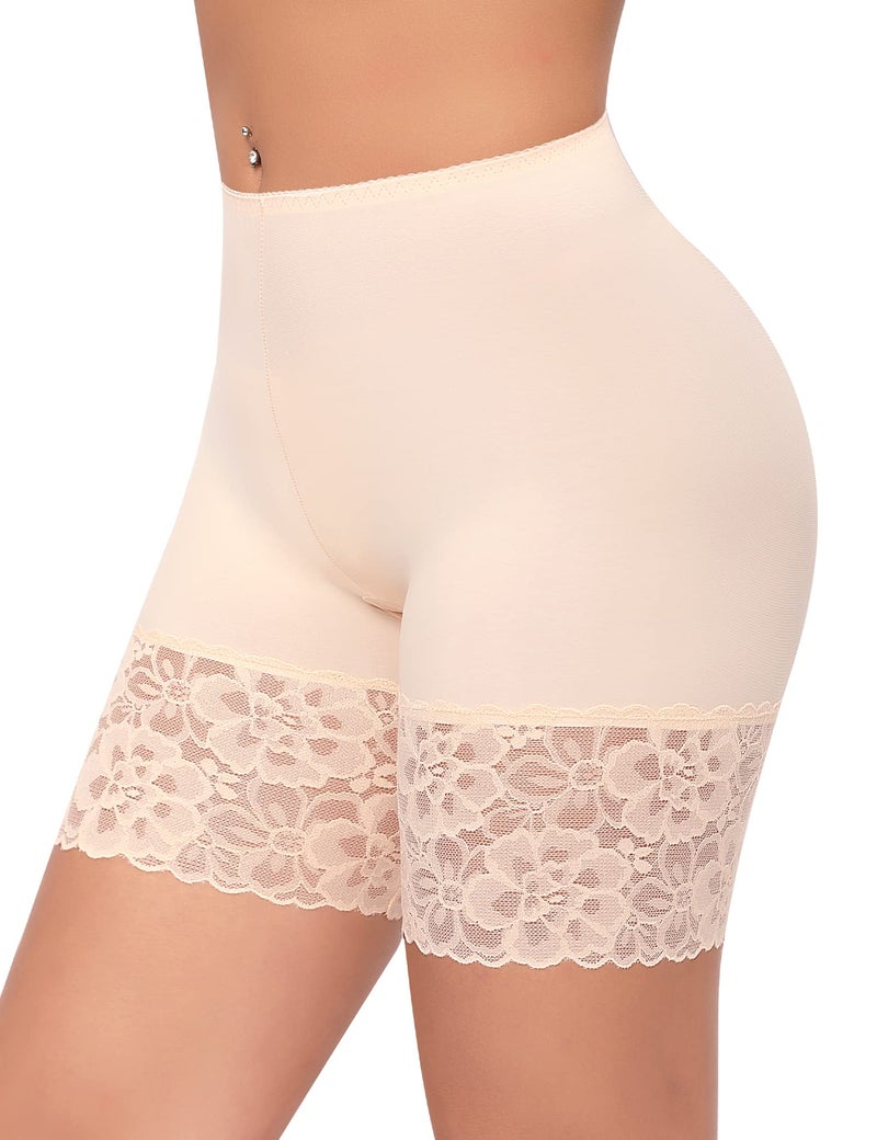 Werena Slip Shorts for Under Dresses Women Anti Chafing Underwear Seamless Boyshorts Panties Lace Under Shorts (#1 Nude,X-Large) - Image 1