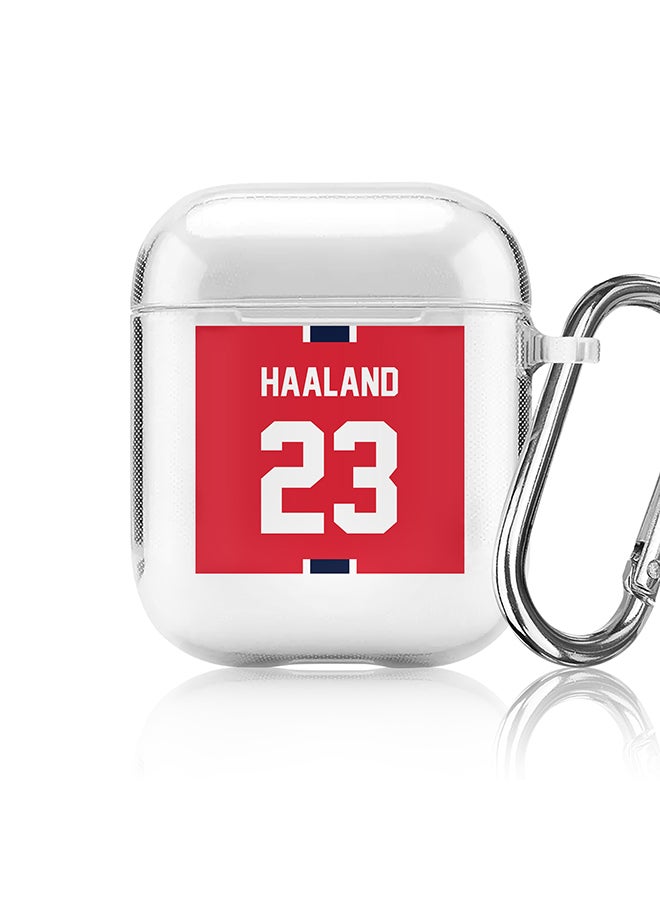 Stylizedd Classic Clear printed Case for Apple Airpods 2 / 1 Soft TPU Gel Thin Transparent Flexible Cover - Football Team - Norway, Player Name - Haaland - Image 1