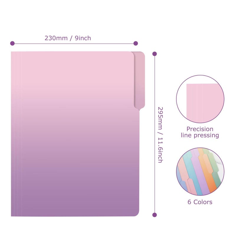 Ddaowanx Decorative File Folders Cute Colored File Folder,Letter Size File Folders for Documents,1/3-Cut Tabs,9 x 11.5 Inches,for Office,School,Home (12, Gradient) - Image 2