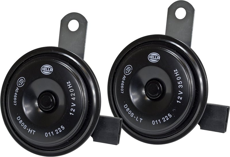 HELLA 011225891 Black 77mm 12V BX Disc Horn Kit (Honda) - Image 1