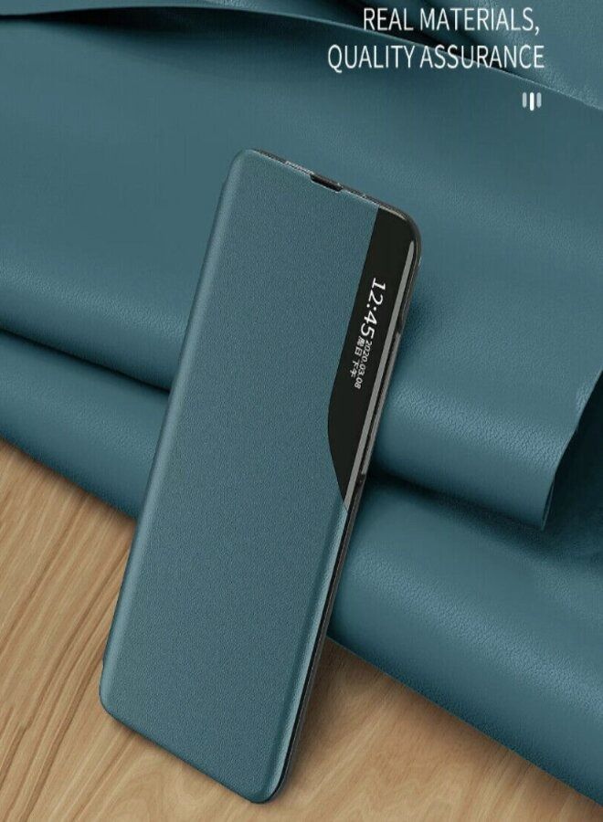 Smart Flip Case Cover with Translucent Window For Samsung Galaxy S23 5G Green - Image 1