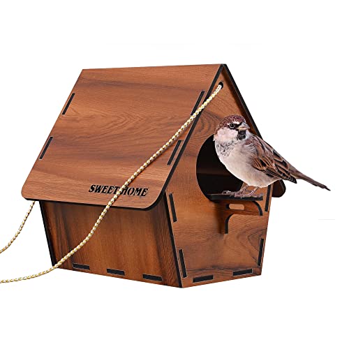 Deskart Wooden Bird House | Hanging and WallPatch Wooden Bird Nest for Balcony, Window and Garden | Suitable for Sparrow and Kingfisher etc. Birds - Image 1
