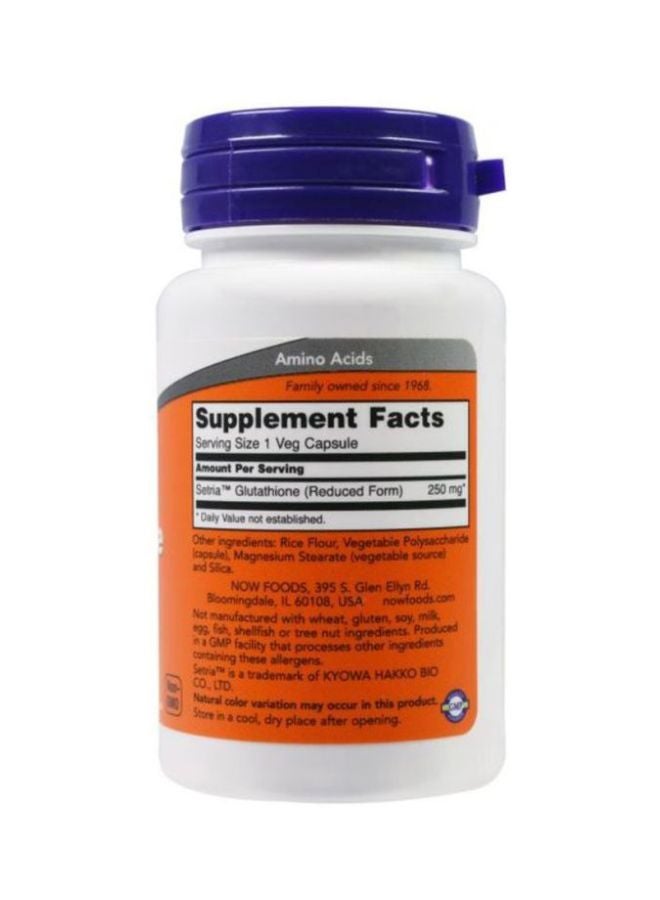 Now Foods Glutathione 250 Mg Dietary Supplement - 60 Capsules - Image 2