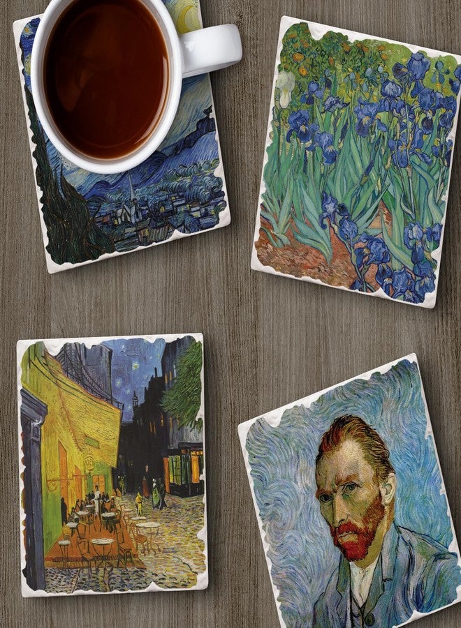 Counterart Thirstystone Van Gogh Classics 4-Pack Assorted Tumbled Tile Stone Coasters with Protective Cork Backing Manufactured in The USA - Image 5