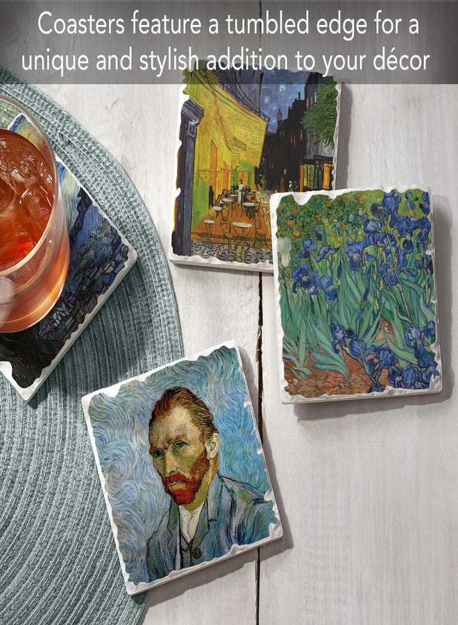 Counterart Thirstystone Van Gogh Classics 4-Pack Assorted Tumbled Tile Stone Coasters with Protective Cork Backing Manufactured in The USA - Image 2