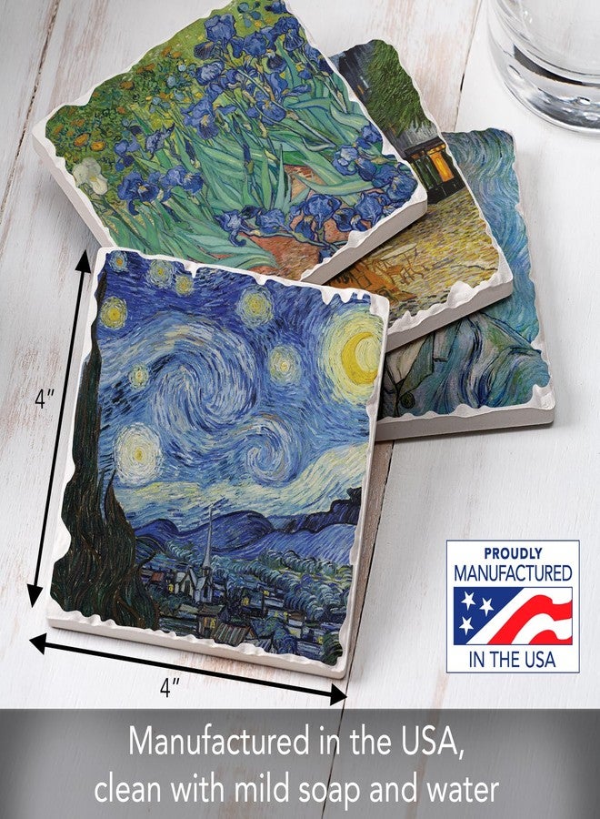 Counterart Thirstystone Van Gogh Classics 4-Pack Assorted Tumbled Tile Stone Coasters with Protective Cork Backing Manufactured in The USA - Image 3