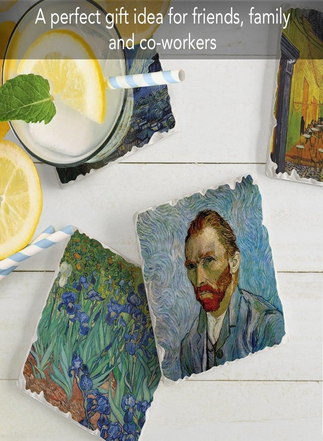 Counterart Thirstystone Van Gogh Classics 4-Pack Assorted Tumbled Tile Stone Coasters with Protective Cork Backing Manufactured in The USA - Image 4