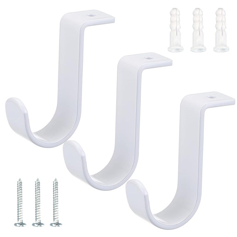 Kowibcl Curtain Rod Brackets for CeilingMounted Drapery Rod Holder for 1Diameter Rod Set of 3White