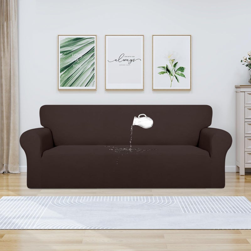 PureFit 100% Dual Waterproof Couch Cover Slipcovers for Couches and Sofas - Stretch Non Slip Fleece Sofa Covers Washable, Leakproof Furniture Protector for Kids, Pets, Dog (Sofa, Chocolate) - Image 2