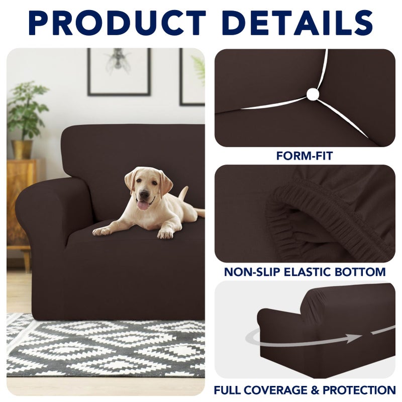 PureFit 100% Dual Waterproof Couch Cover Slipcovers for Couches and Sofas - Stretch Non Slip Fleece Sofa Covers Washable, Leakproof Furniture Protector for Kids, Pets, Dog (Sofa, Chocolate) - Image 4