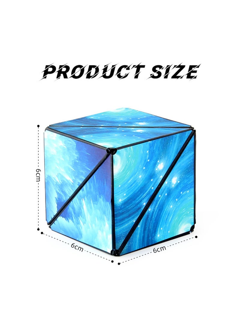 Geometric Three-Dimensional Magnetic Wooden Magic Cube Toy 3d Magnetic Building Blocks Decompression Infinite Flip (Purple Galaxy Cube) - Image 2