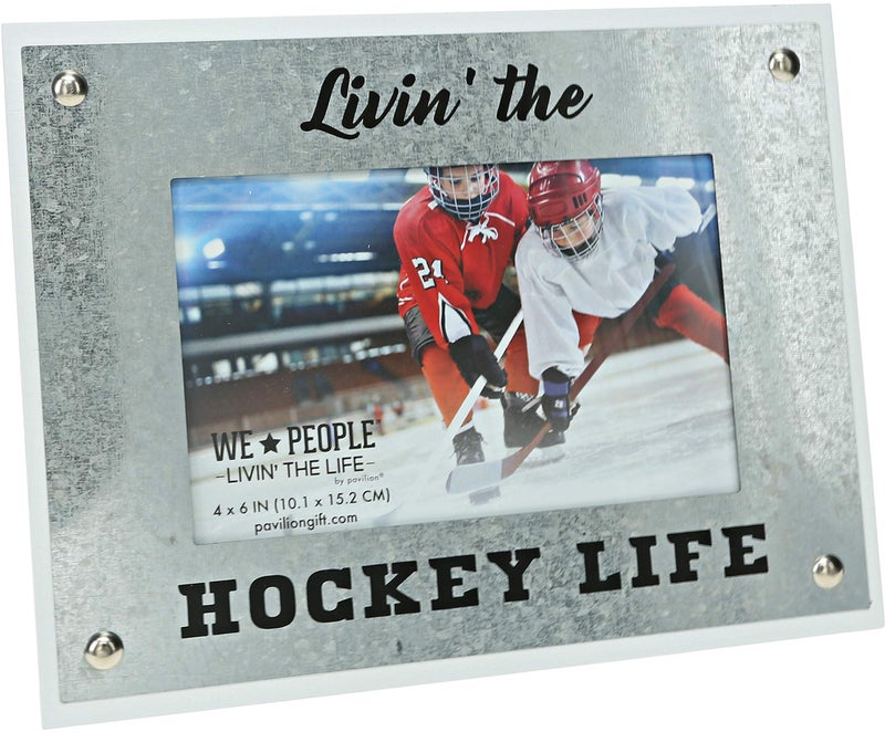 Pavilion Gift Company Livin The Hockey Life 85x65 Inch Easel Back Picture Frame Gray