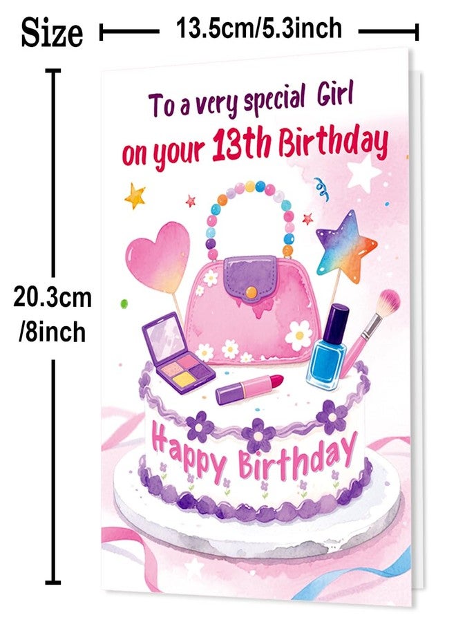 Beixian 13th Birthday Card for Girls, Funny 13th Birthday Decorations for Daughter, Sweet 13 Year Old Girl Gifts from Mom Dad 8x5.3 Inches, Double Sided, with Matching Pink Envelope - Image 3