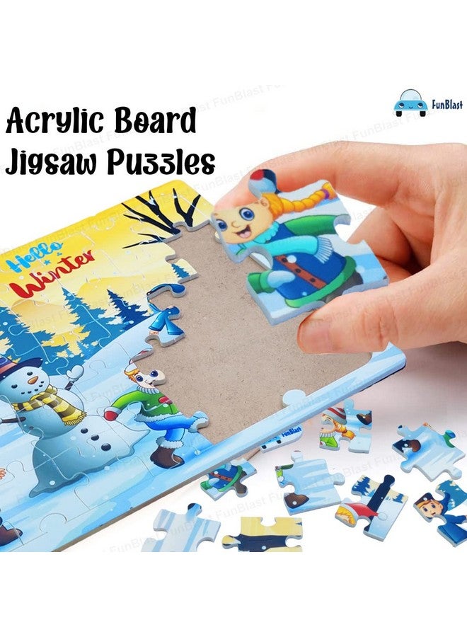 FunBlast Puzzles for Kids - 35 Pcs Winter Season Jigsaw Puzzle for Kids of Age 3-5 Years, Acrylic Board Jigsaw Puzzles, Floor Puzzle for Children, Learning and Educational Jigsaw Puzzle Toys (Multicolor) - Image 3
