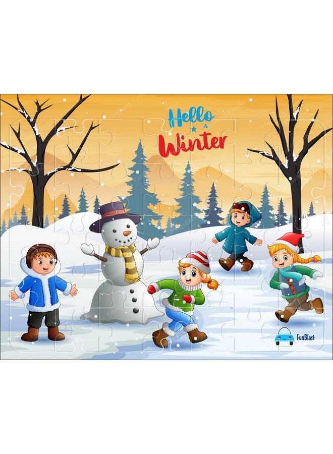 FunBlast Puzzles for Kids - 35 Pcs Winter Season Jigsaw Puzzle for Kids of Age 3-5 Years, Acrylic Board Jigsaw Puzzles, Floor Puzzle for Children, Learning and Educational Jigsaw Puzzle Toys (Multicolor) - Image 1