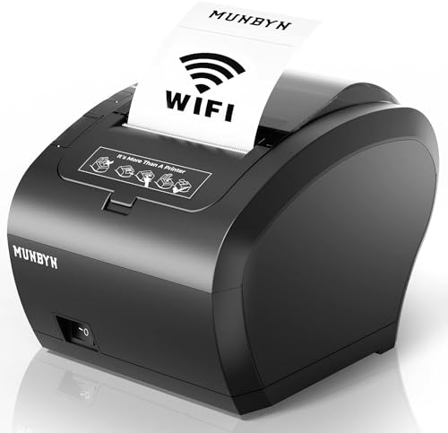 MUNBYN WiFi Receipt Printer with USB Port 80mm WiFi POS Printer Works with Mac Windows Chromebook Linux Cash Drawer No Support for Square Zettle Shopify Kyte Bluetooth or 5G WiFi - Image 1