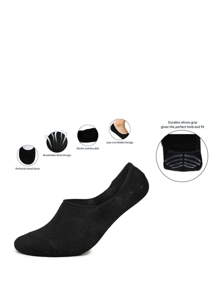 DIAMOND TOE جوارب رجالية غير مرئية من القطن المخملي 6 أزواج - جوارب لوفر غير قابلة للانزلاق - بطانات غير مرئية - مقاس EU 40 إلى 45 - Image 2