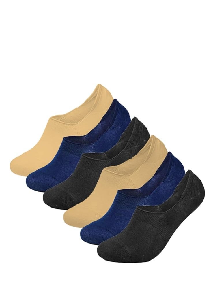DIAMOND TOE جوارب رجالية غير مرئية من القطن المخملي 6 أزواج - جوارب لوفر غير قابلة للانزلاق - بطانات غير مرئية - مقاس EU 40 إلى 45 - Image 1