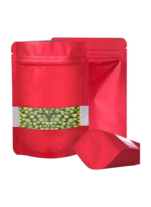 SKY FLEXI PACK Ziplock Matte Finish Polyester Pouch 13 x 215cm Red Pack of 100 Airtight Reusable Waterproof Stand Up MultiPurpose Storage Bags with Transparent Window Capacity 200gm