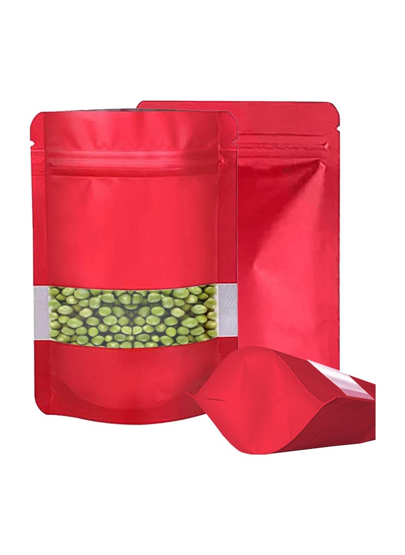 SKY FLEXI PACK SKY FLEXI PACK Ziplock Matte Finish Polyester Pouch 13 x 215cm Red Pack of 100 Airtight Reusable Waterproof Stand Up MultiPurpose Storage Bags with Transparent Window Capacity 200gm  - Image 1