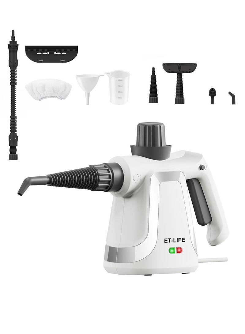 ET-LIFE Handheld Steam Cleaner, 1000W Steamer for Cleaning, Multipurpose Portable Steam Cleaners for Home Use with Safety Lock and 9 Accessory Kit to Remove Grime, Grease and More, Save Time and Effort