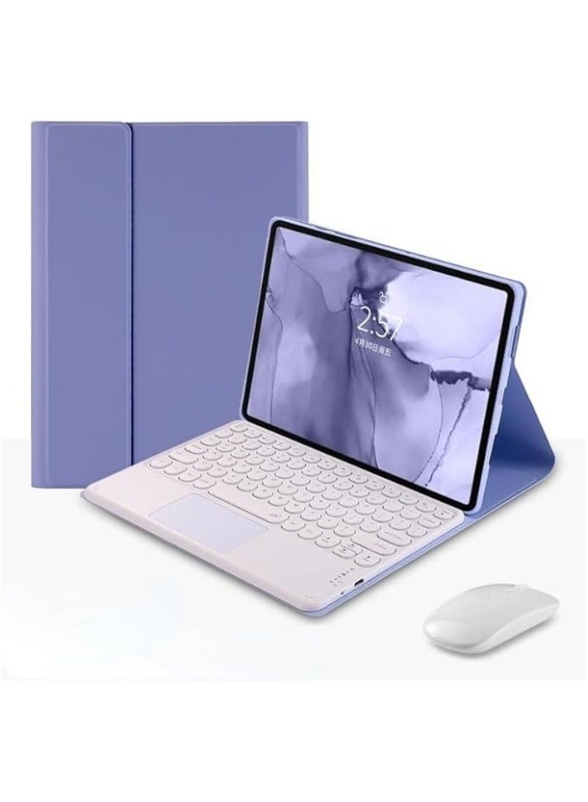 Keyboard Case Compatible with Lenovo Xiaoxin Pad 2024 11Inch Tablet, Retro Round Key with Mouse Cute Color Keyboard With Detachable Touch Keyboard Cover  - Image 1
