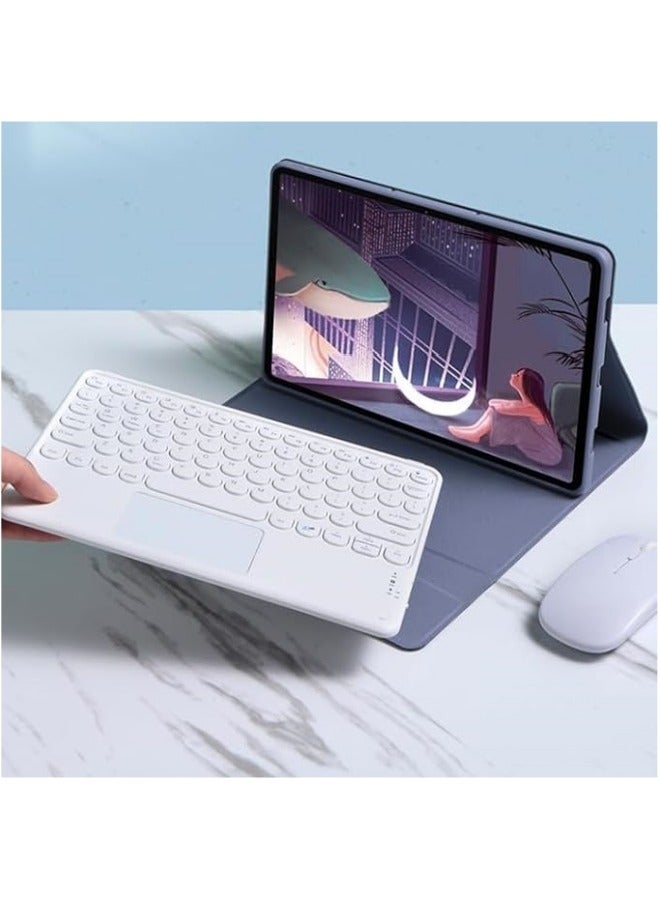 Keyboard Case Compatible with Lenovo Xiaoxin Pad 2024 11Inch Tablet, Retro Round Key with Mouse Cute Color Keyboard With Detachable Touch Keyboard Cover  - Image 2