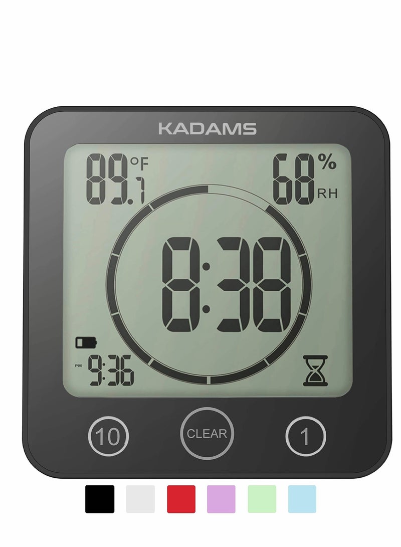 Waterproof Digital Kitchen Timer with Alarm & Touch Screen, Suction Cup for Easy Hanging, Ideal for Cooking, Baking, Study & Exercise (Black) - Image 1