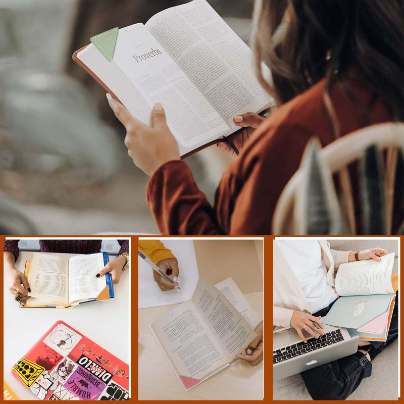 Wayzton Leather Corner Bookmark, Wayzton 6 Pcs Square Page Book Marks for Women, Kids, Book Accessories for Reading Lover, Cute Handmade Book Reading Gift for Book Lovers - Image 5