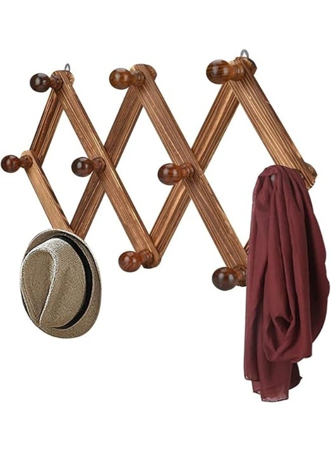 Expandable Accordion Wooden Wall Coat Rack with Hooks - Multi-Purpose Wall Hanger - Image 3