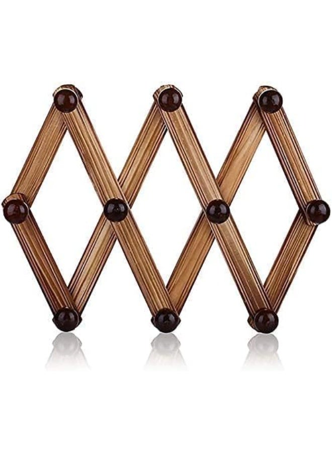 Expandable Accordion Wooden Wall Coat Rack with Hooks - Multi-Purpose Wall Hanger - Image 4
