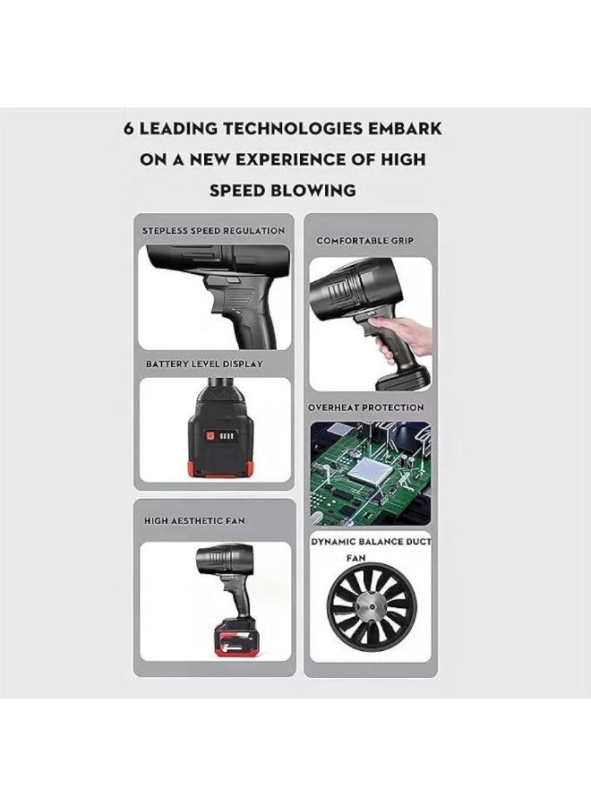 Portable Cordless Electric Air Blower - Turbo Power for Car Cleaning and Drying, Multi-Purpose Air Dryer with Rechargeable Lithium Battery Ideal for Cleaning Dust, Leaves, and Grills - Image 2