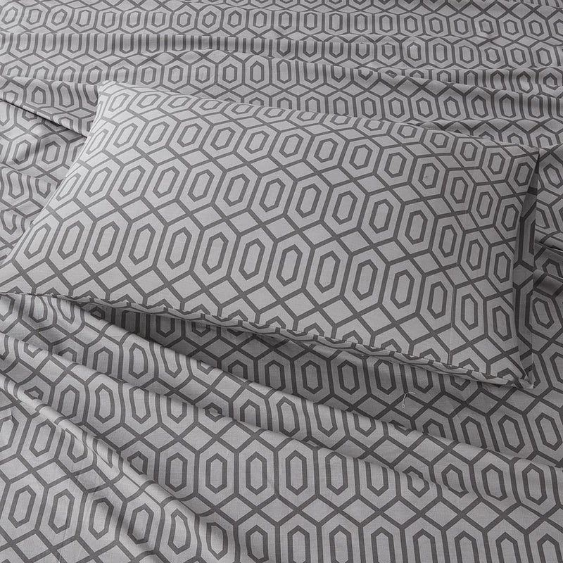 Comfort Spaces 100% Cotton Sheet Set Breathable, Lightweight, Soft with 14" Elastic Pocket Fits up to 16" Mattress, All Season Cozy Bedding, Matching Pillow Case, King Diamond Sliver 4 Piece - Image 4