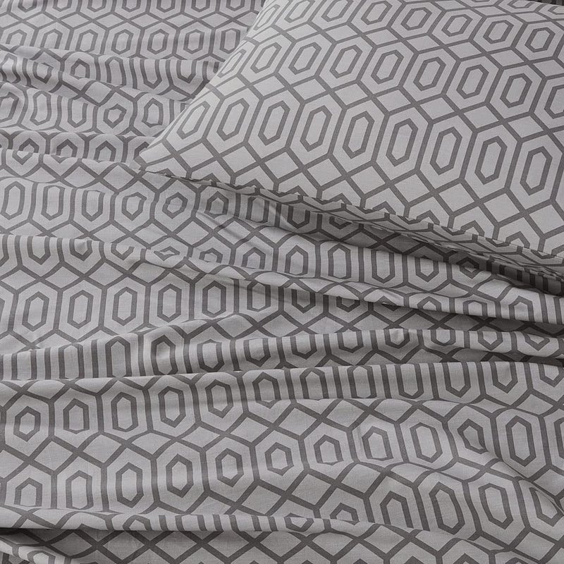 Comfort Spaces 100% Cotton Sheet Set Breathable, Lightweight, Soft with 14" Elastic Pocket Fits up to 16" Mattress, All Season Cozy Bedding, Matching Pillow Case, King Diamond Sliver 4 Piece - Image 3