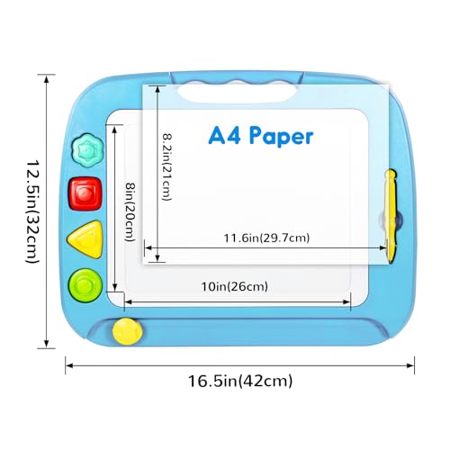 SGILE Large Magnetic Drawing Board for Kids Toddlers Toys for 1 2 3 4 Year Old Etch  Sketch Pad with 4 Stamps Learning and Educational Toys for Boys Girls Gift 16 13 in 42 x 32 CM Light Blue - Image 5