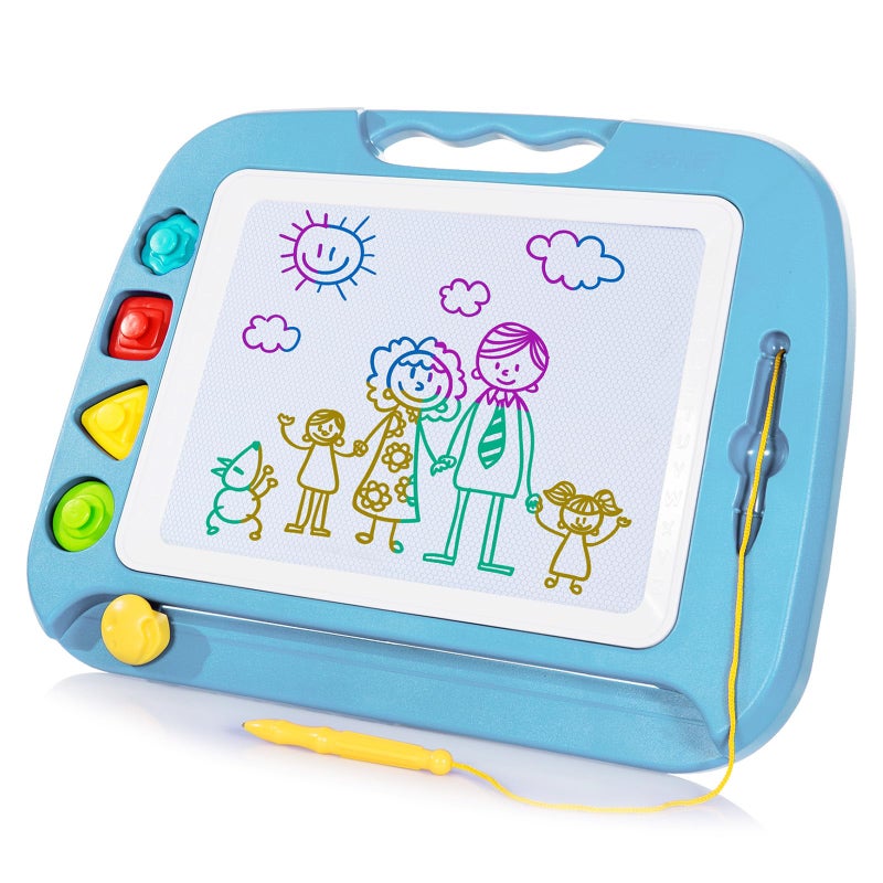 SGILE Large Magnetic Drawing Board for Kids Toddlers Toys for 1 2 3 4 Year Old Etch  Sketch Pad with 4 Stamps Learning and Educational Toys for Boys Girls Gift 16 13 in 42 x 32 CM Light Blue - Image 2